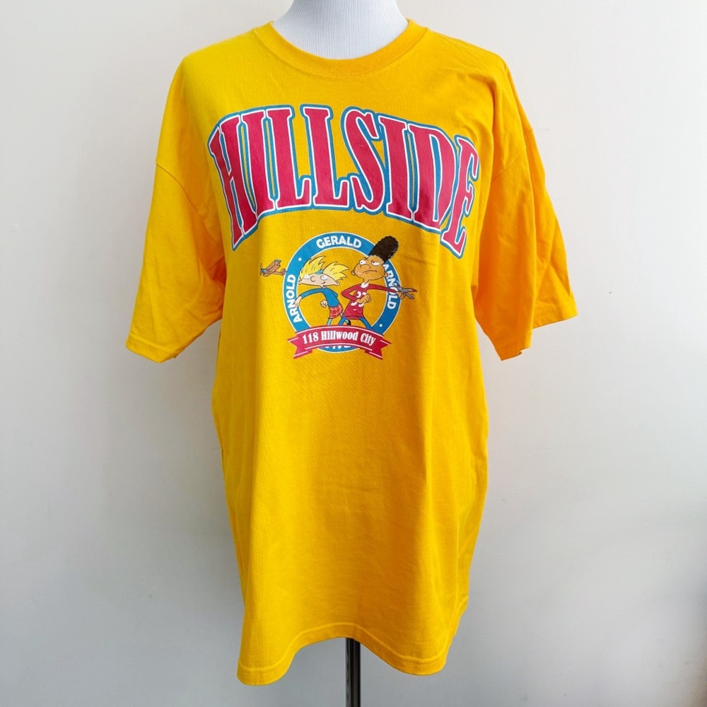 Hey Arnold T-Shirt Mens XL Graphic Tee Gerald Nickelodeon Hillside Yellow Red